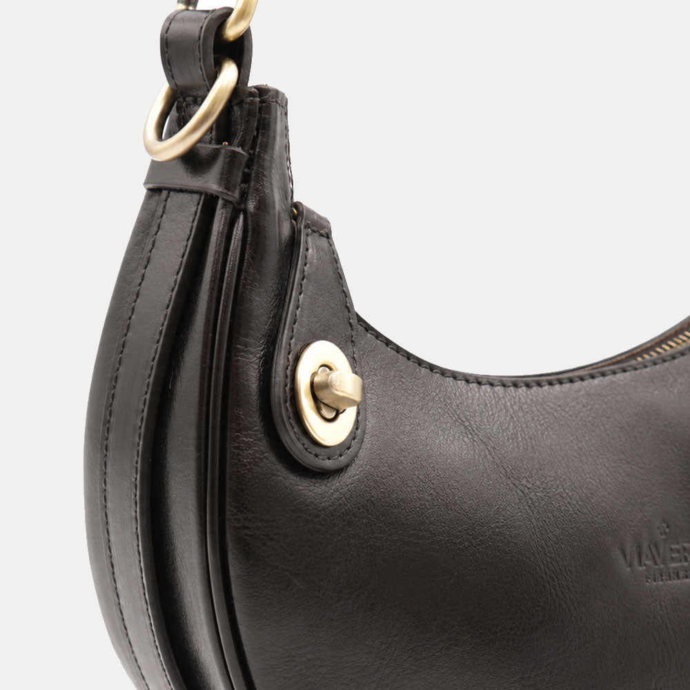 Borsa Piccola a Mano VIAVERDI in Pelle Nera Made in Italy linea Firenze