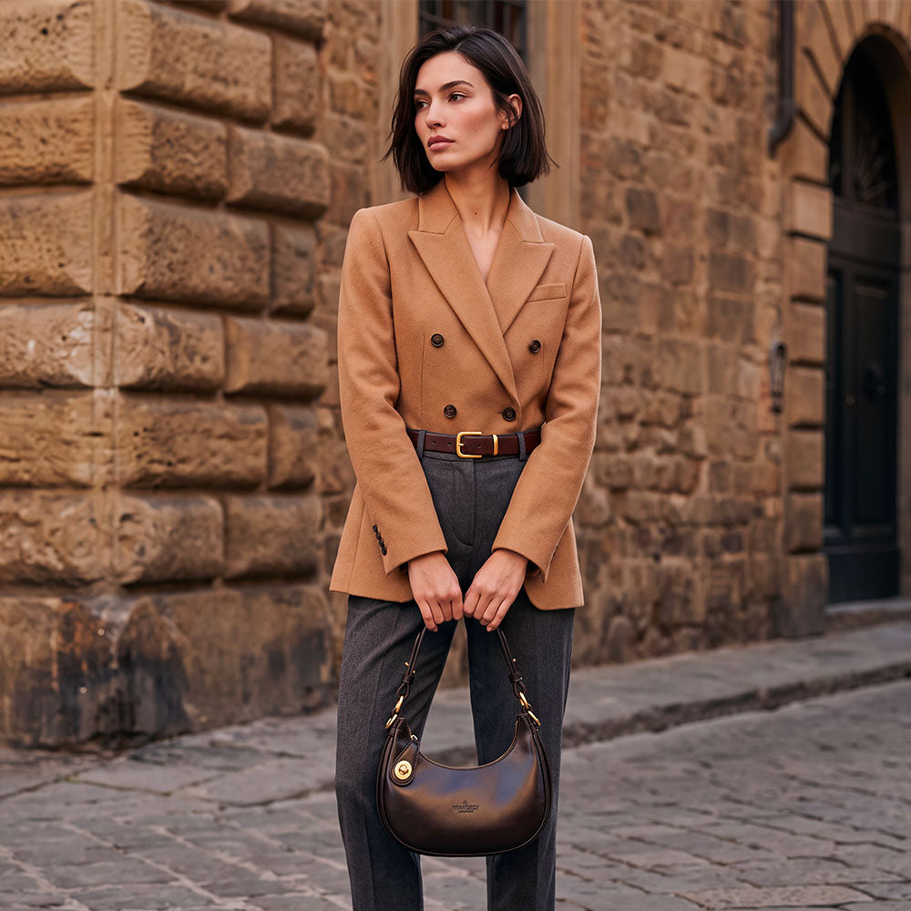 Borsa Piccola a Mano VIAVERDI in Pelle Nera Made in Italy linea Firenze