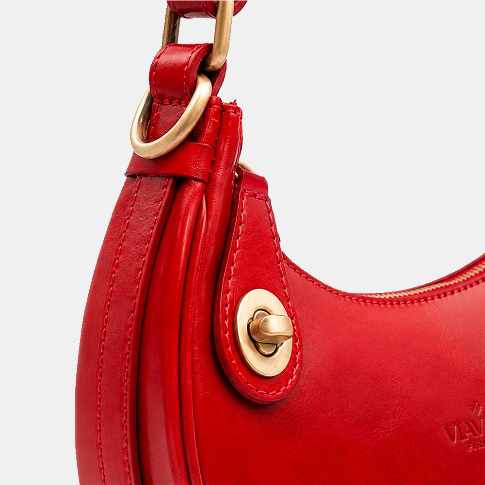 Borsa Piccola a Mano VIAVERDI in Pelle Rossa Made in Italy linea Firenze