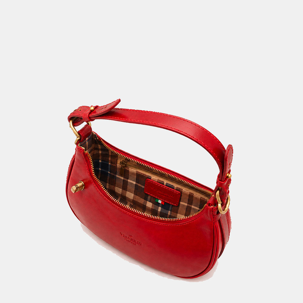 Borsa Piccola a Mano VIAVERDI in Pelle Rossa Made in Italy linea Firenze