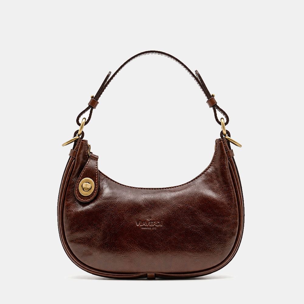 ViaVerdi Handbag Small Dark Brown Leather Made in Italy – Line Firenze
