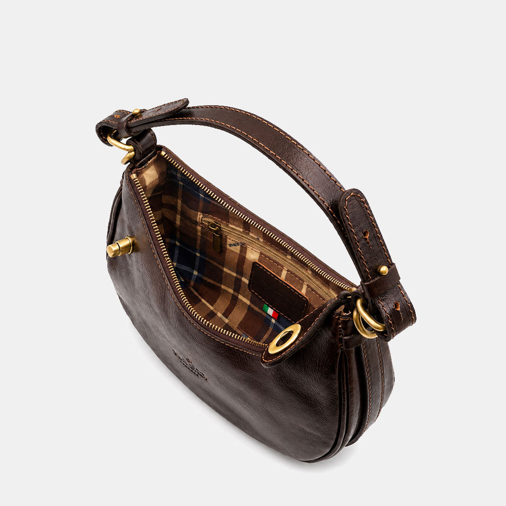 ViaVerdi Handbag Small Dark Brown Leather Made in Italy – Line Firenze
