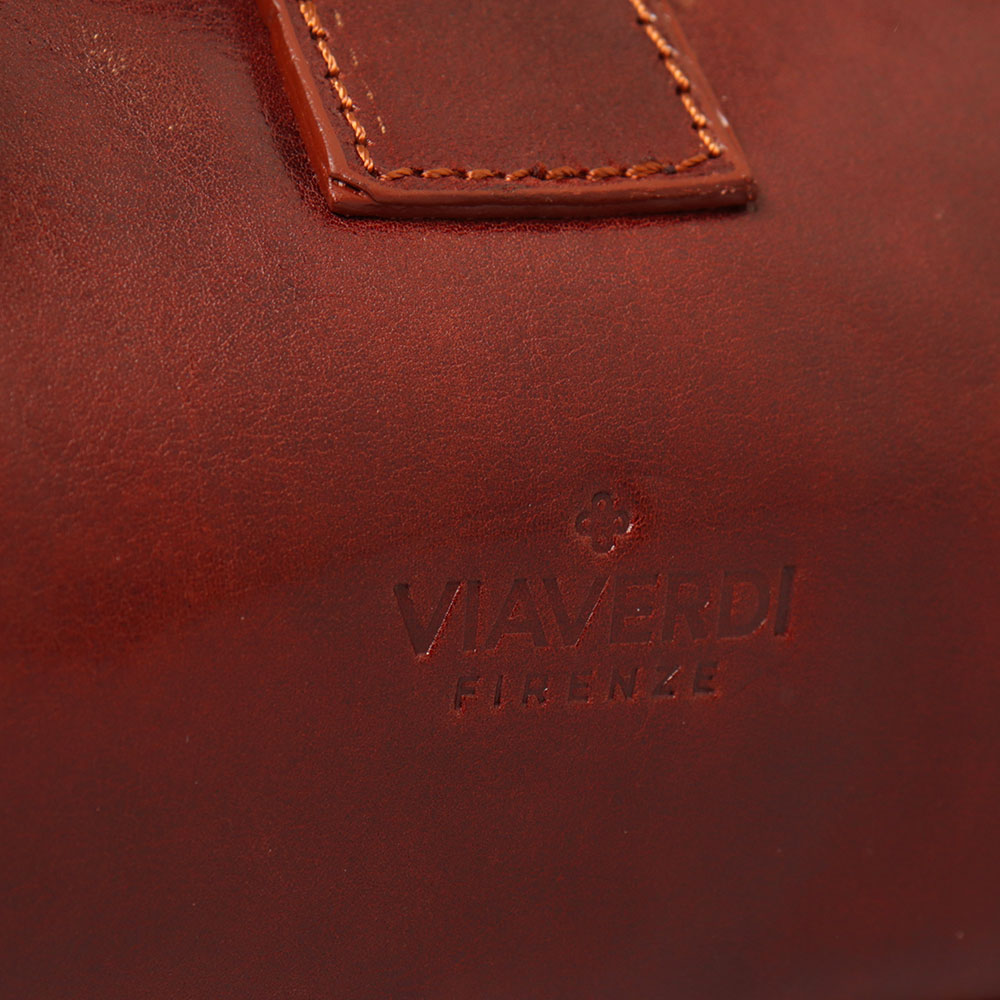 Borsa a Spalla VIAVERDI in Pelle Marrone Made in Italy linea Firenze