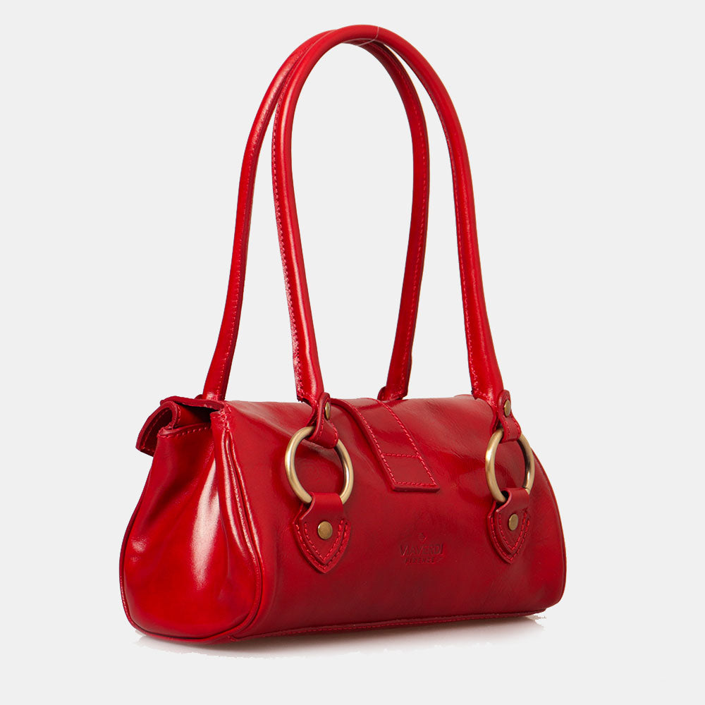 Borsa a Spalla VIAVERDI in Pelle Rossa Made in Italy linea Firenze