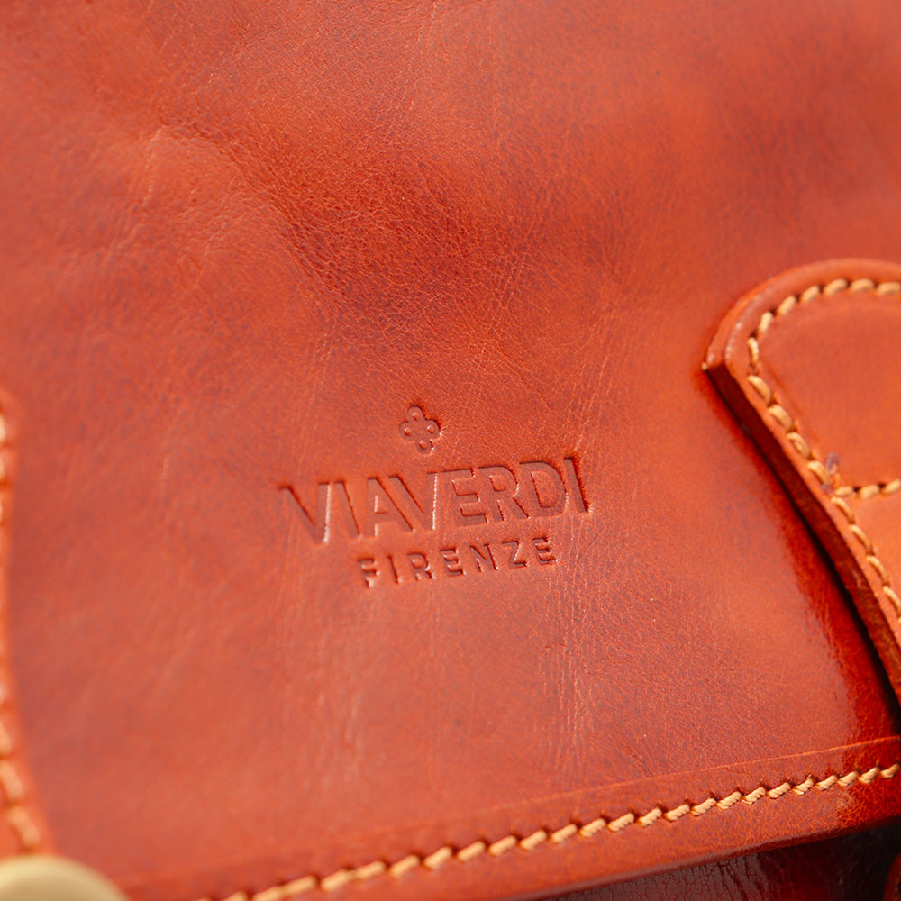 Borsa a Tracolla VIAVERDI in Pelle color color Cuoio Made in Italy linea Firenze