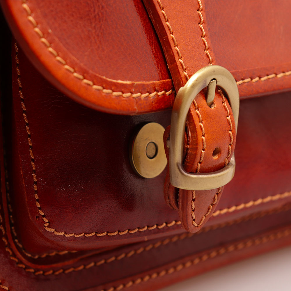 Borsa a Tracolla VIAVERDI in Pelle color color Cuoio Made in Italy linea Firenze