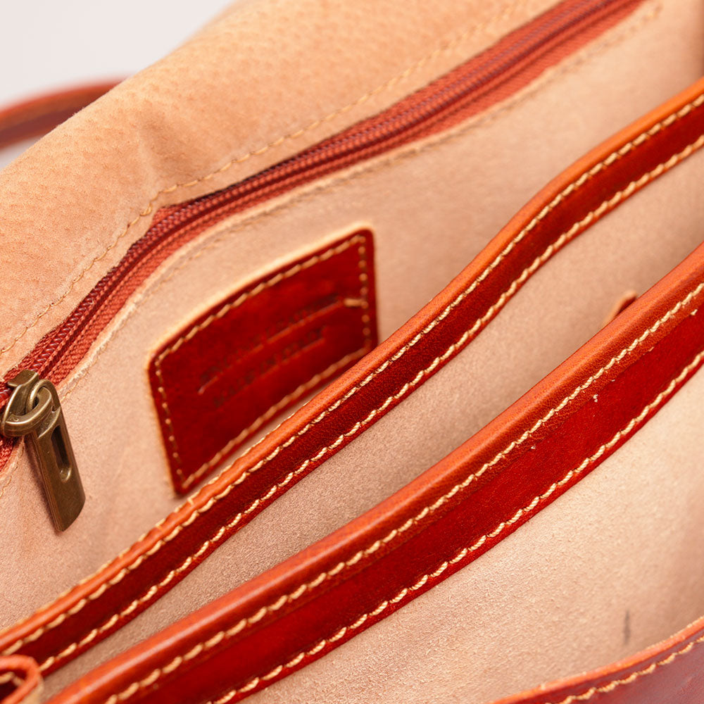 Borsa a Tracolla VIAVERDI in Pelle color color Cuoio Made in Italy linea Firenze