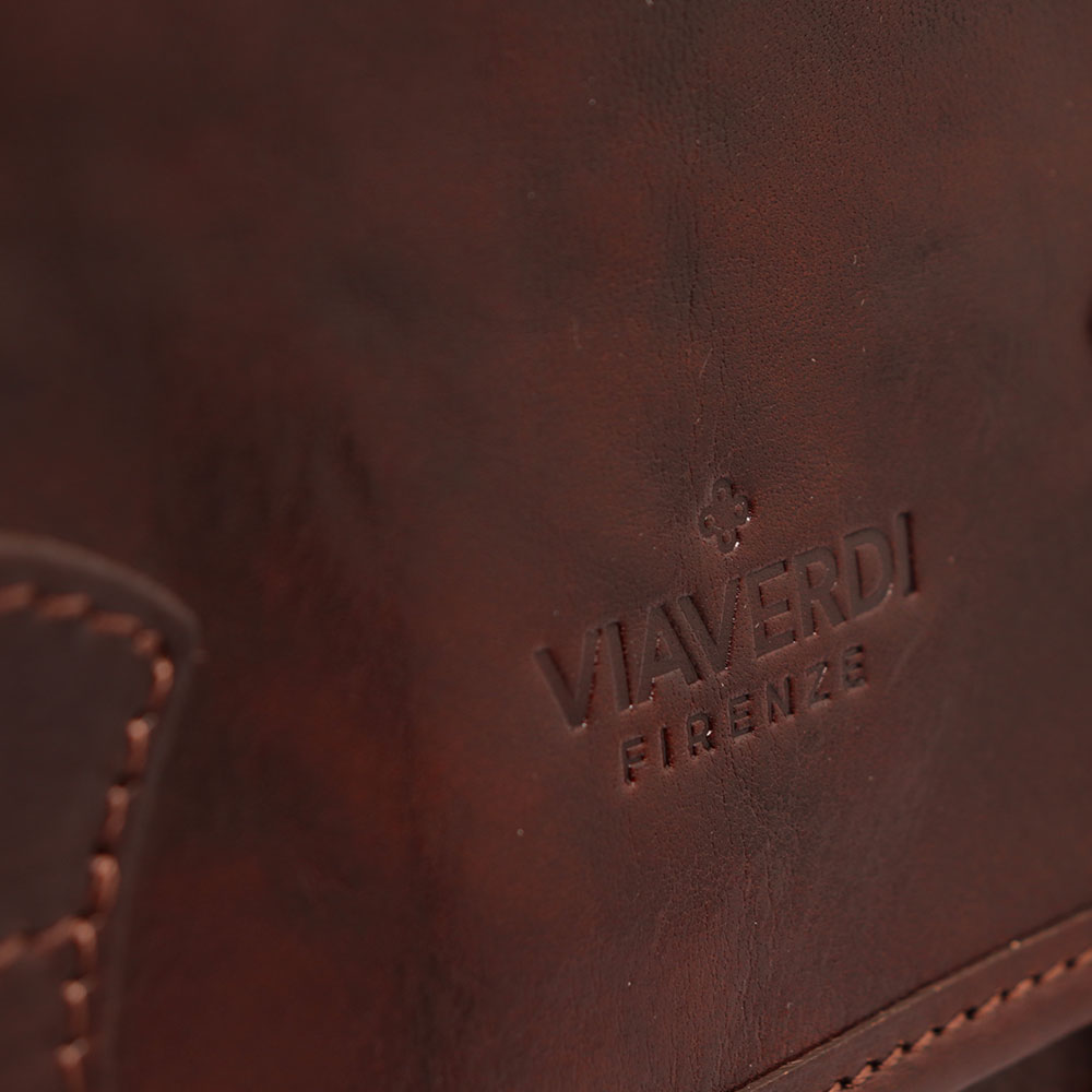 Borsa a tracolla VIAVERDI in Pelle Marrone Made in Italy linea Firenze