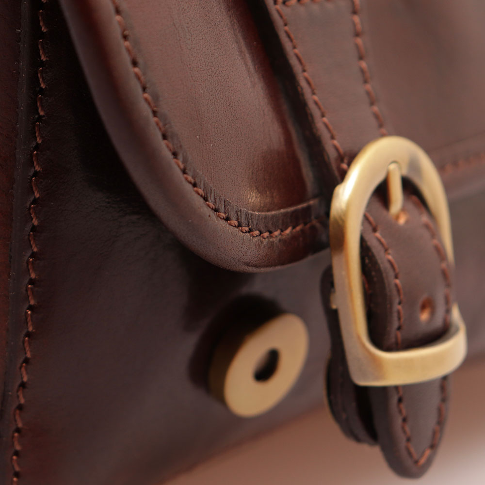 Borsa a tracolla VIAVERDI in Pelle Marrone Made in Italy linea Firenze