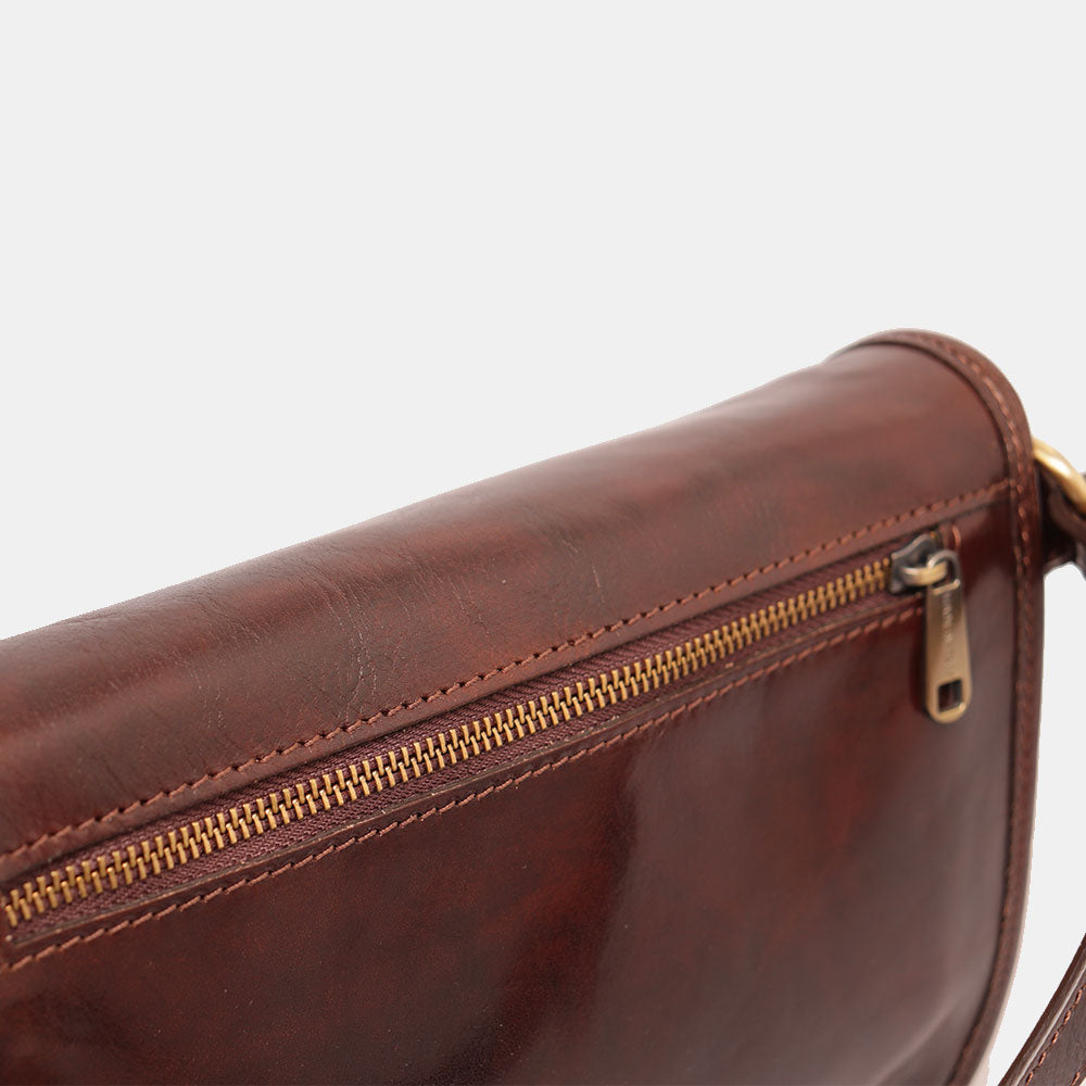 Borsa a tracolla VIAVERDI in Pelle Marrone Made in Italy linea Firenze