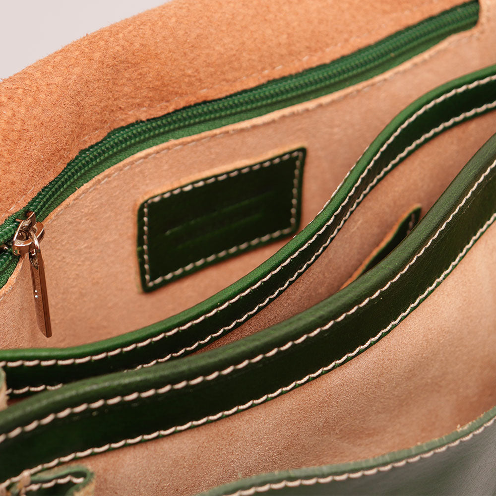 Borsa a tracolla VIAVERDI in Pelle Verde Made in Italy linea Firenze