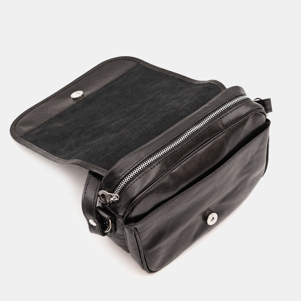 Borsa a Tracolla VIAVERDI in Pelle Nera Made in Italy linea Firenze