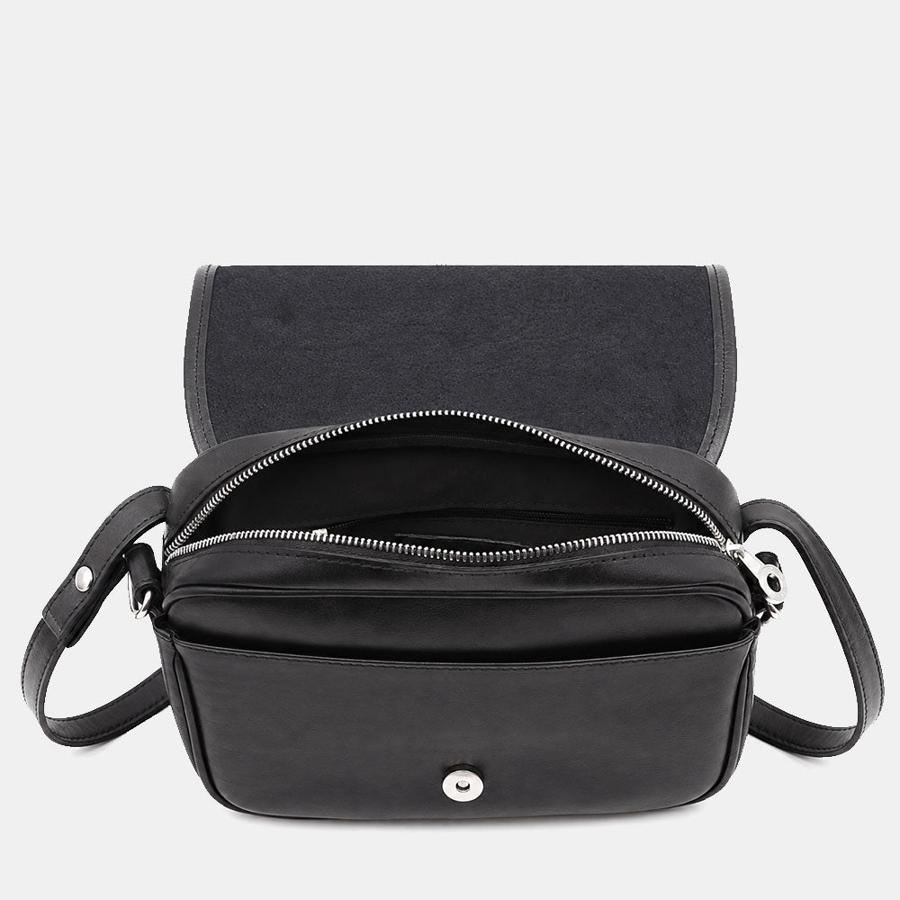Borsa a Tracolla VIAVERDI in Pelle Nera Made in Italy linea Firenze