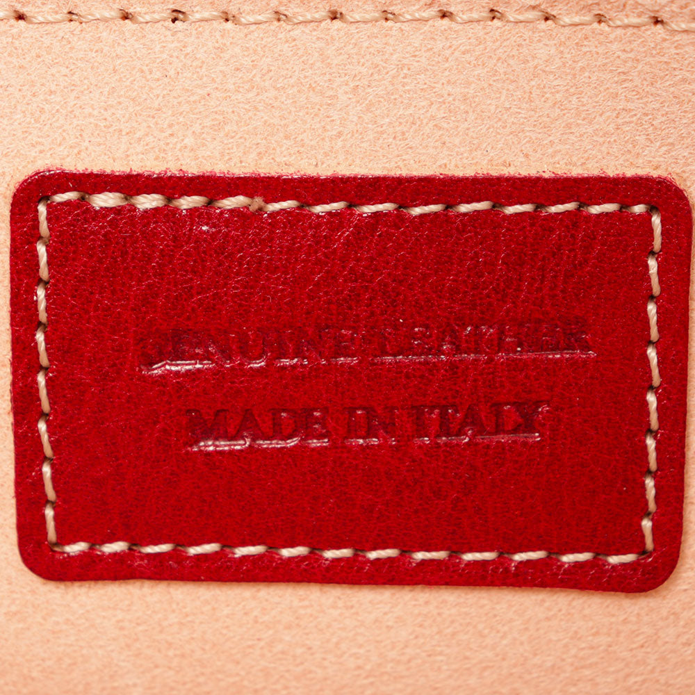VIAVERDI Red Leather Shoulder Bag, Made in Italy, Florence line.