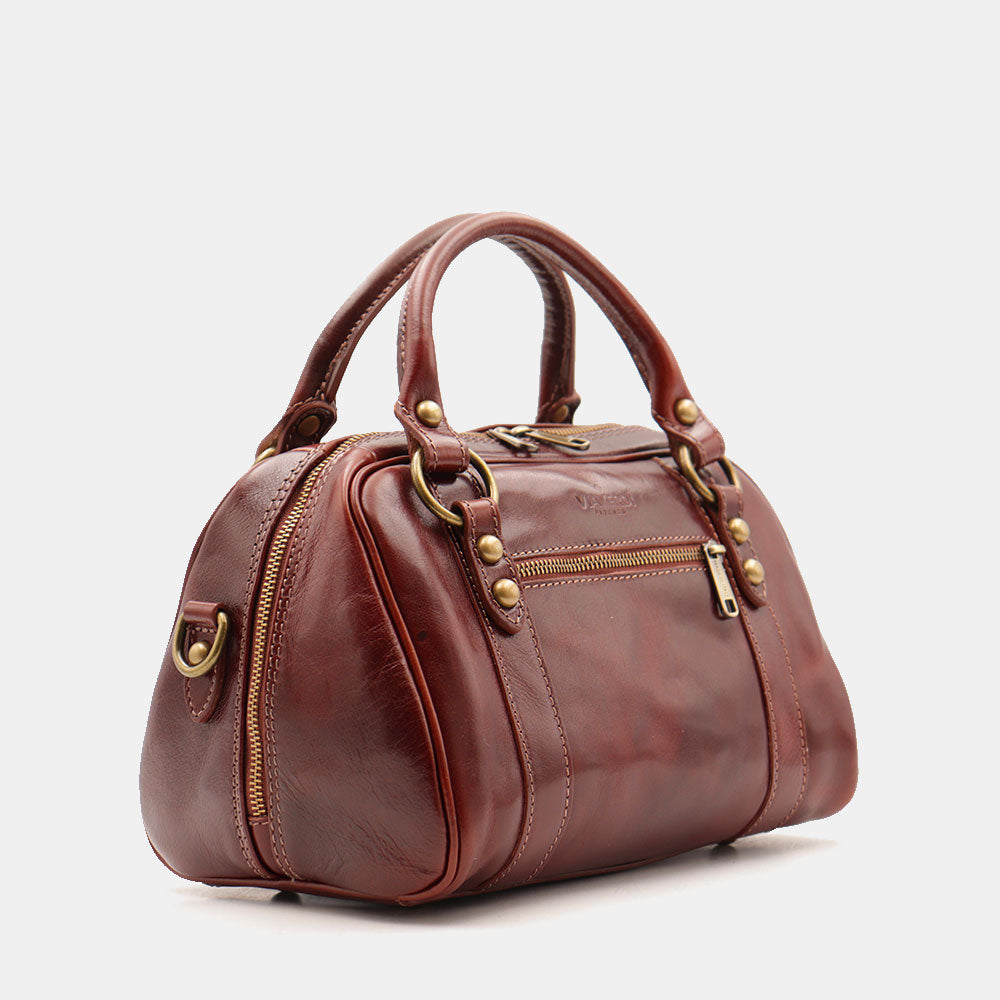 Borsa Bualetto a mano Donna VIAVERDI in Pelle Marrone Made in Italy linea Firenze