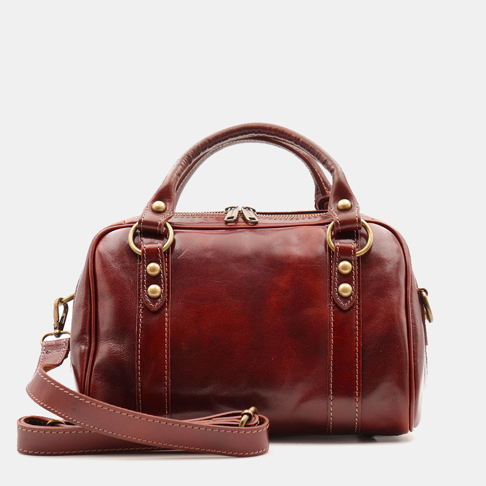 Borsa Bualetto a mano Donna VIAVERDI in Pelle Marrone Made in Italy linea Firenze