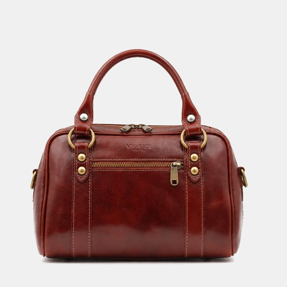 Borsa Bualetto a mano Donna VIAVERDI in Pelle Marrone Made in Italy linea Firenze
