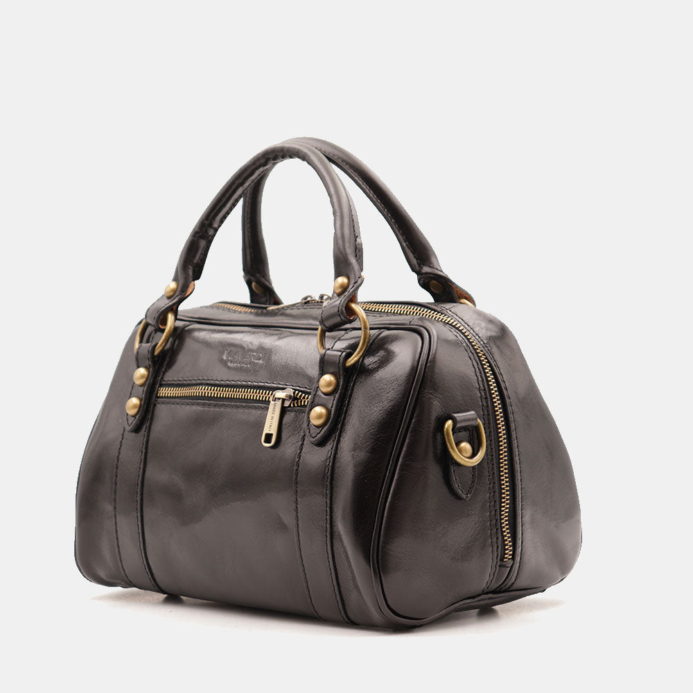 Borsa Bualetto a mano Donna VIAVERDI in Pelle Nera Made in Italy linea Firenze