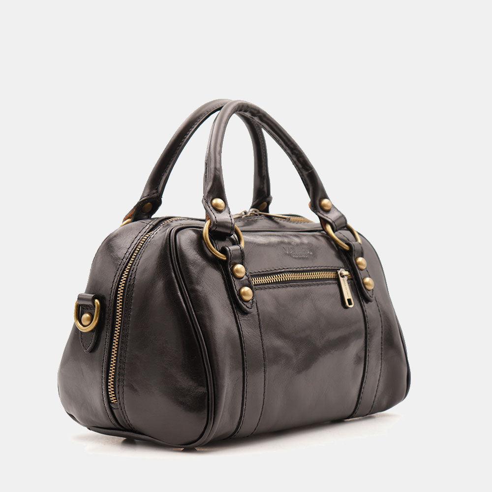 Borsa Bualetto a mano Donna VIAVERDI in Pelle Nera Made in Italy linea Firenze