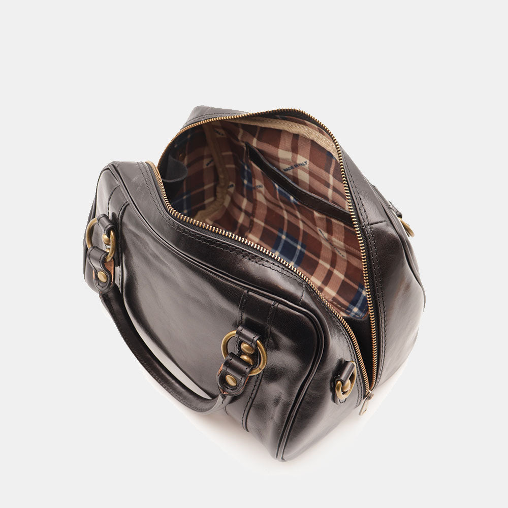 Borsa Bualetto a mano Donna VIAVERDI in Pelle Nera Made in Italy linea Firenze