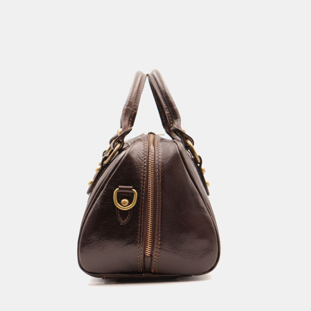 Borsa Bualetto a mano Donna VIAVERDI in Pelle Marrone Scuro Made in Italy linea Firenze