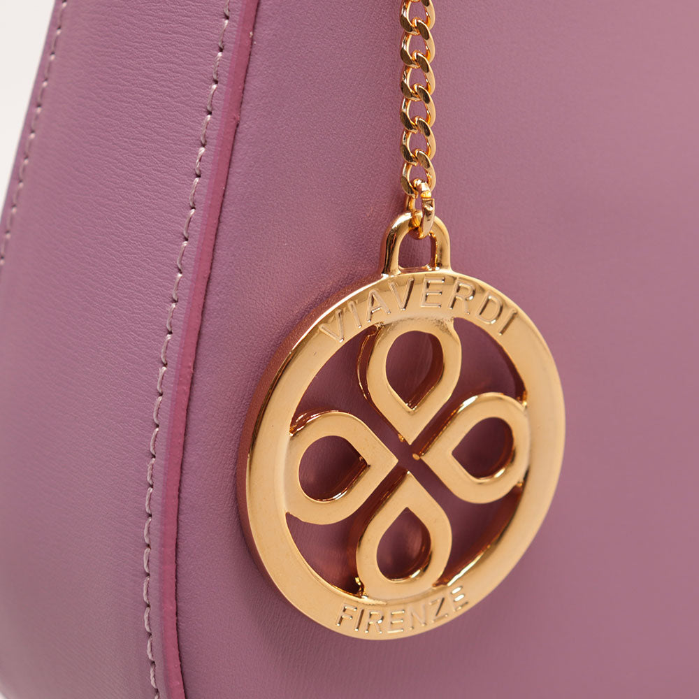 Borsa a Spalla VIAVERDI in Pelle Lilla Made in Italy linea Certaldo