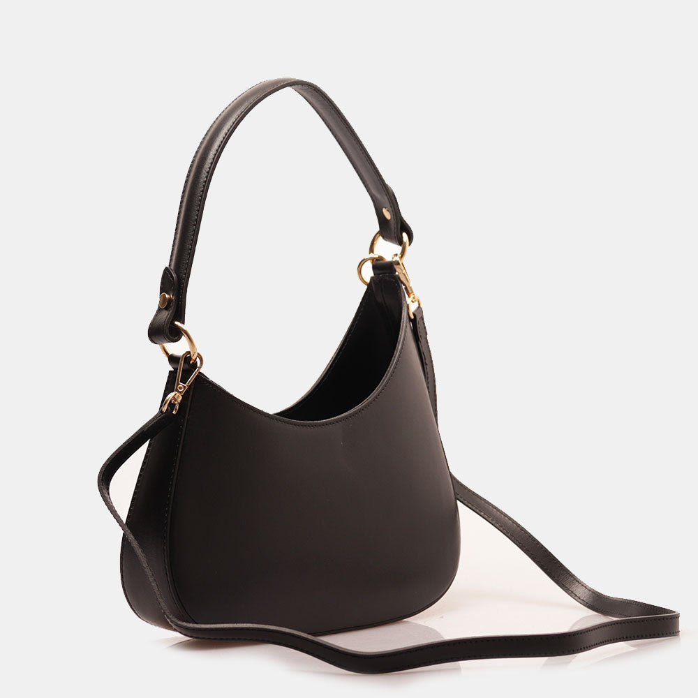 Borsa a Spalla VIAVERDI in Pelle Nera Made in Italy linea Certaldo