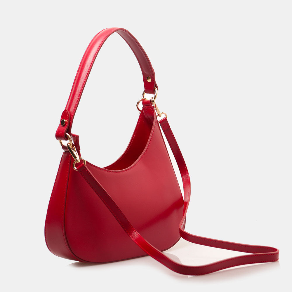 Borsa a Spalla VIAVERDI in Pelle Rossa Made in Italy linea Certaldo