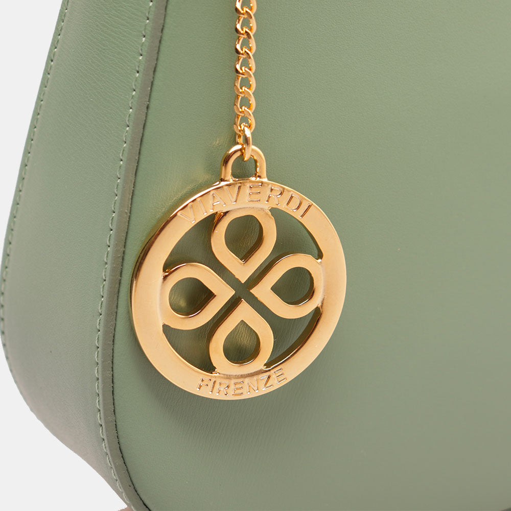 Borsa a Spalla VIAVERDI in Pelle Verde Menta Made in Italy linea Certaldo