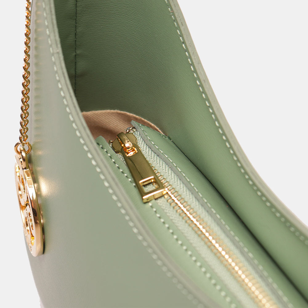 Borsa a Spalla VIAVERDI in Pelle Verde Menta Made in Italy linea Certaldo