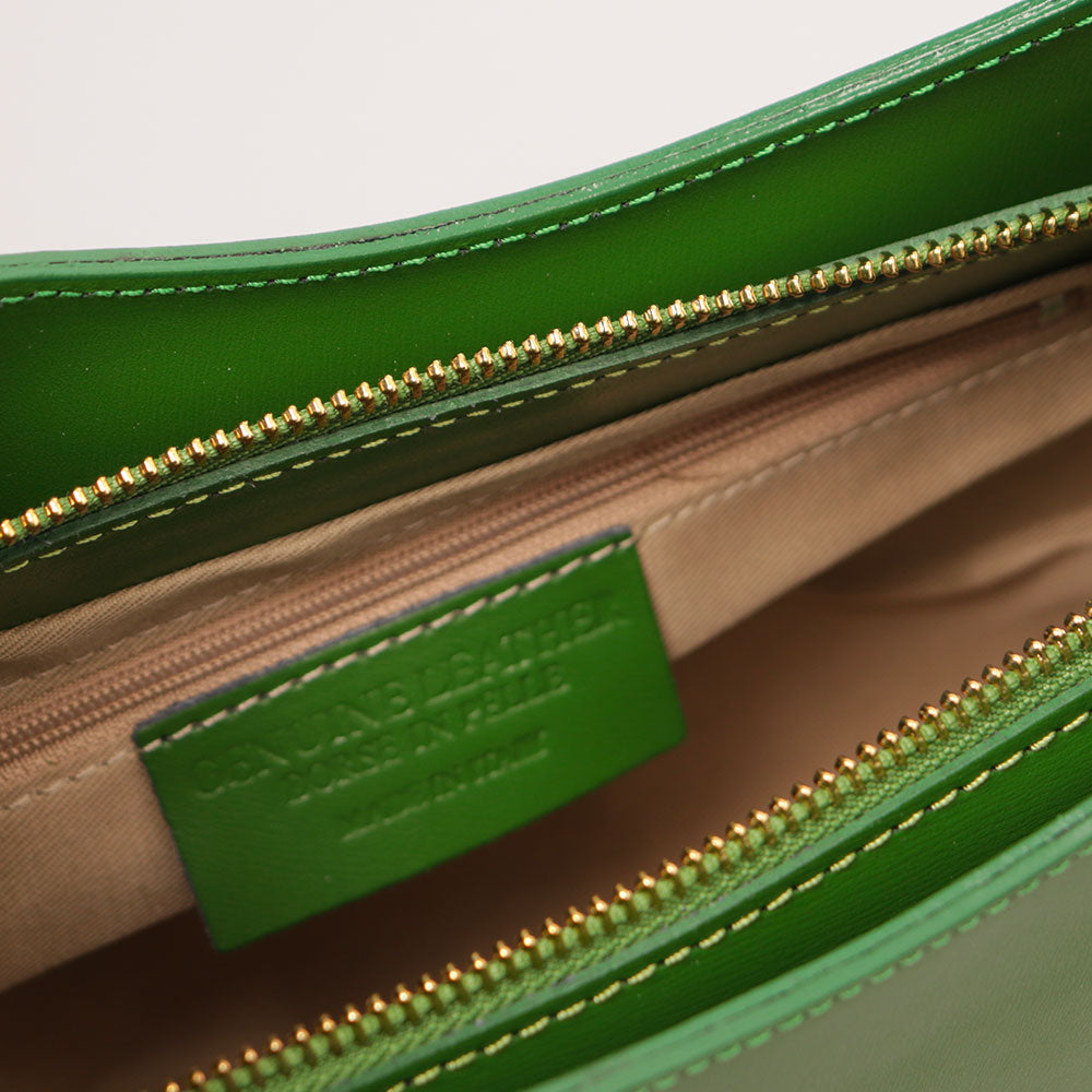 Borsa a Spalla VIAVERDI in Pelle Verde Menta Made in Italy linea Certaldo