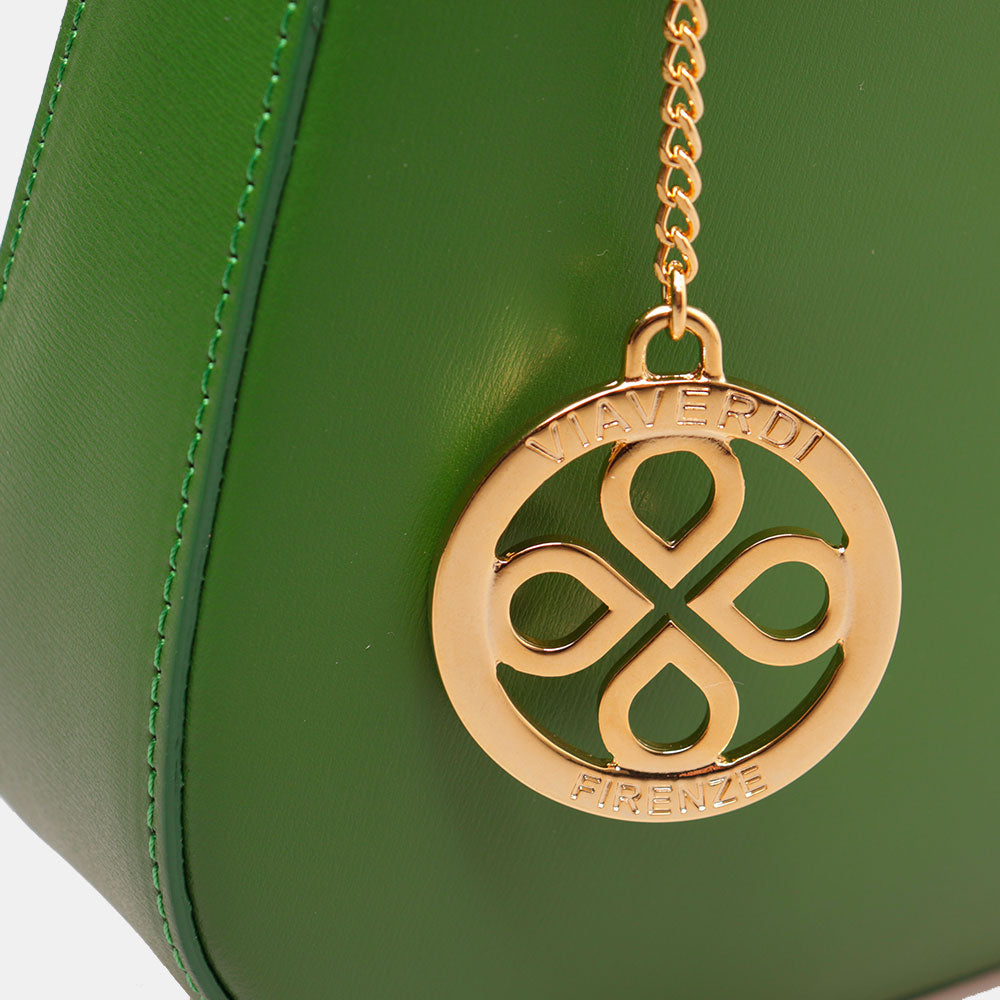 Borsa a Spalla VIAVERDI in Pelle Verde Made in Italy linea Certaldo