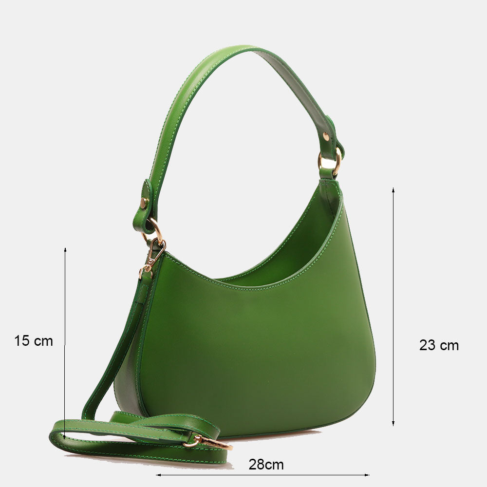 Borsa a Spalla VIAVERDI in Pelle Verde Made in Italy linea Certaldo