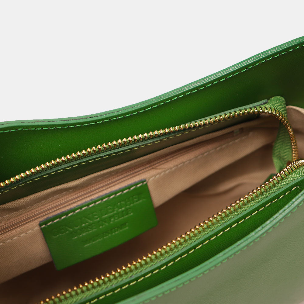 Borsa a Spalla VIAVERDI in Pelle Verde Made in Italy linea Certaldo