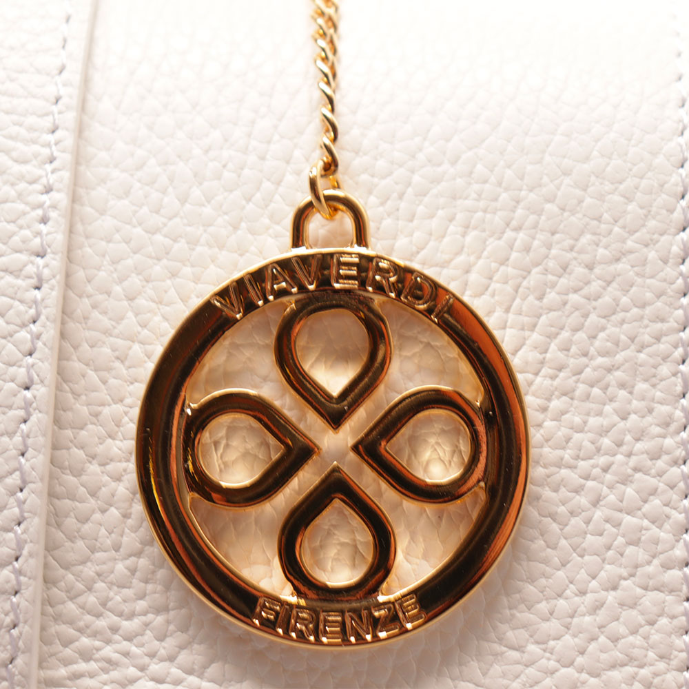 Borsa a Mano con Tracolla VIAVERDI in Pelle Bianca Made in Italy linea Fiesole