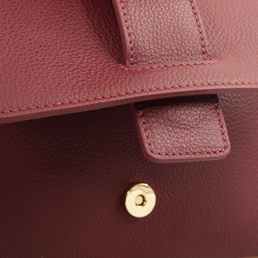 Borsa a Mano con Tracolla VIAVERDI in Pelle Bordeaux Made in Italy linea Fiesole