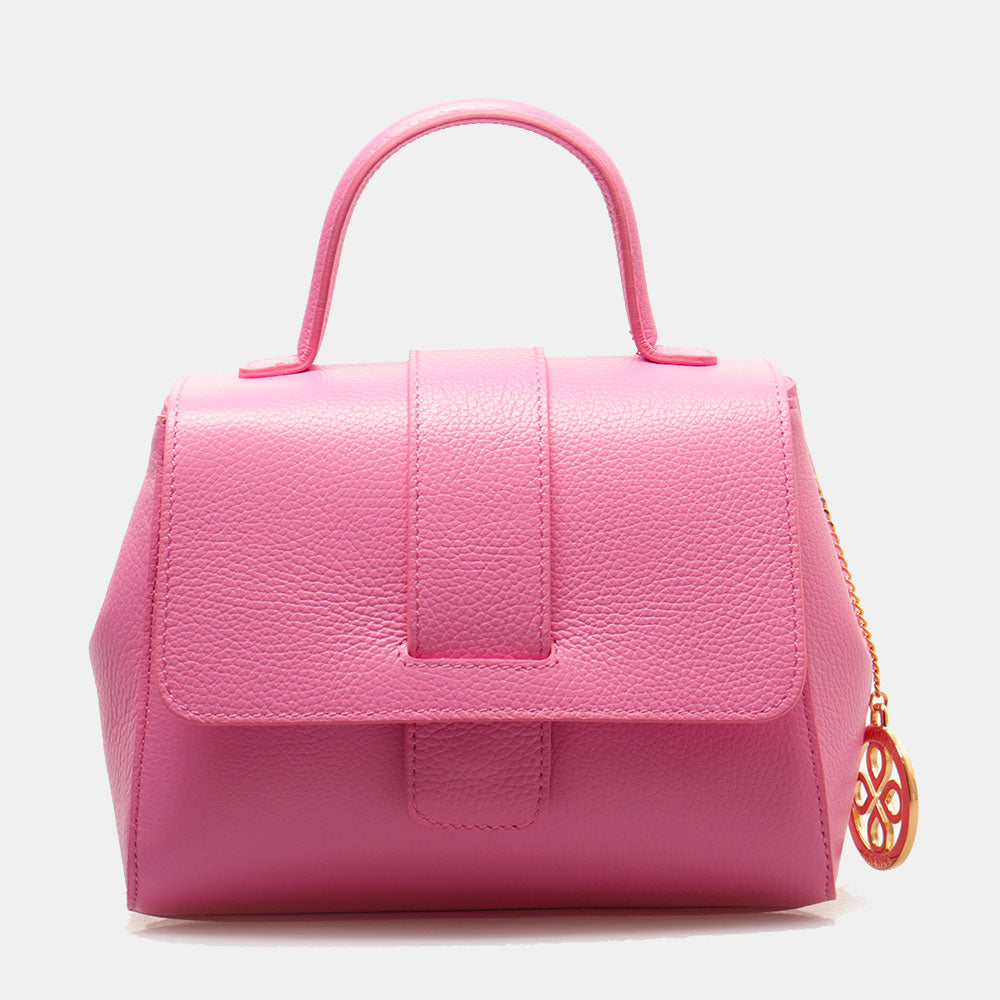 Borsa a Mano con Tracolla VIAVERDI in Pelle Rosa Made in Italy linea Fiesole