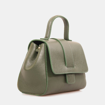 Borsa a Mano con Tracolla VIAVERDI in Pelle Verde Made in Italy linea Fiesole