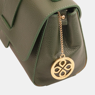 Borsa a Mano con Tracolla VIAVERDI in Pelle Verde Made in Italy linea Fiesole