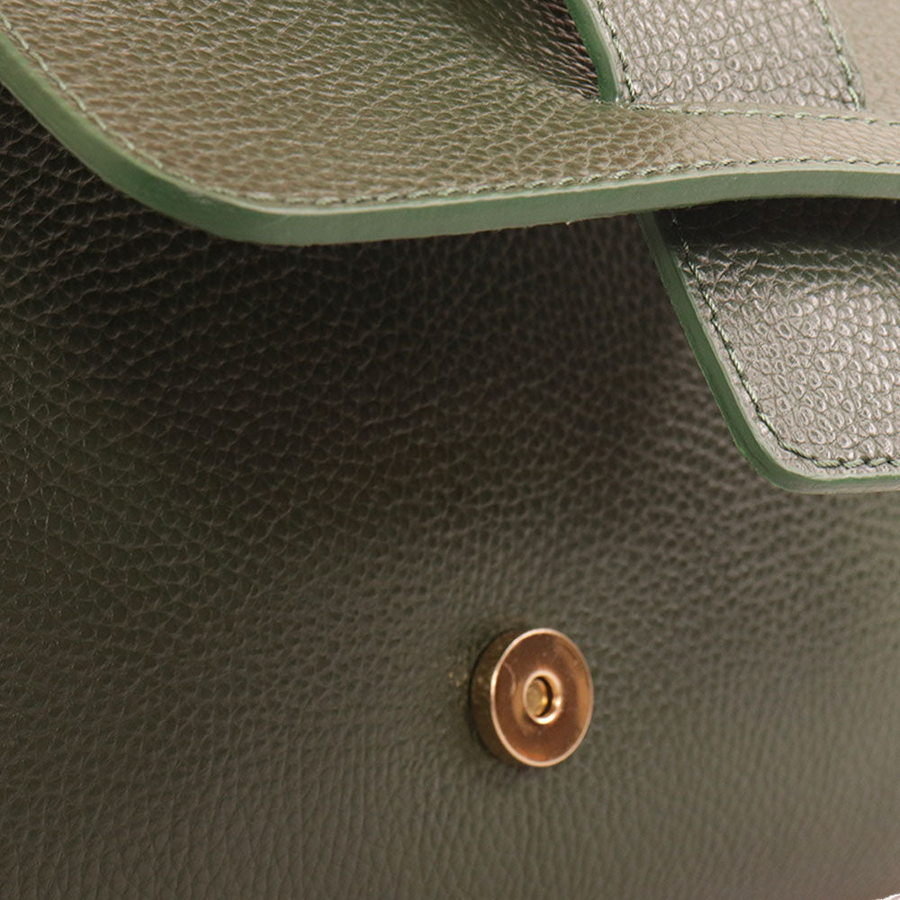 Borsa a Mano con Tracolla VIAVERDI in Pelle Verde Made in Italy linea Fiesole