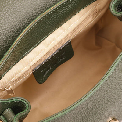 Borsa a Mano con Tracolla VIAVERDI in Pelle Verde Made in Italy linea Fiesole