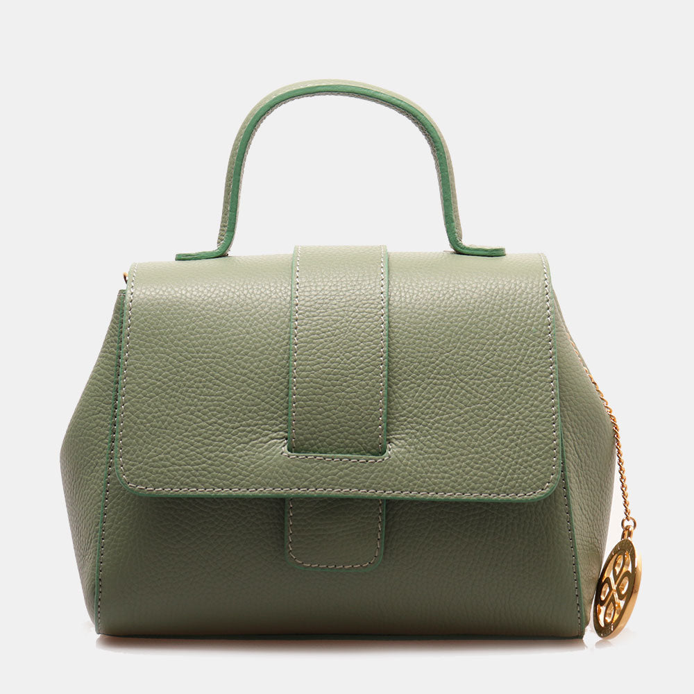 Borsa a Mano con Tracolla VIAVERDI in Pelle Verde Menta Made in Italy linea Fiesole