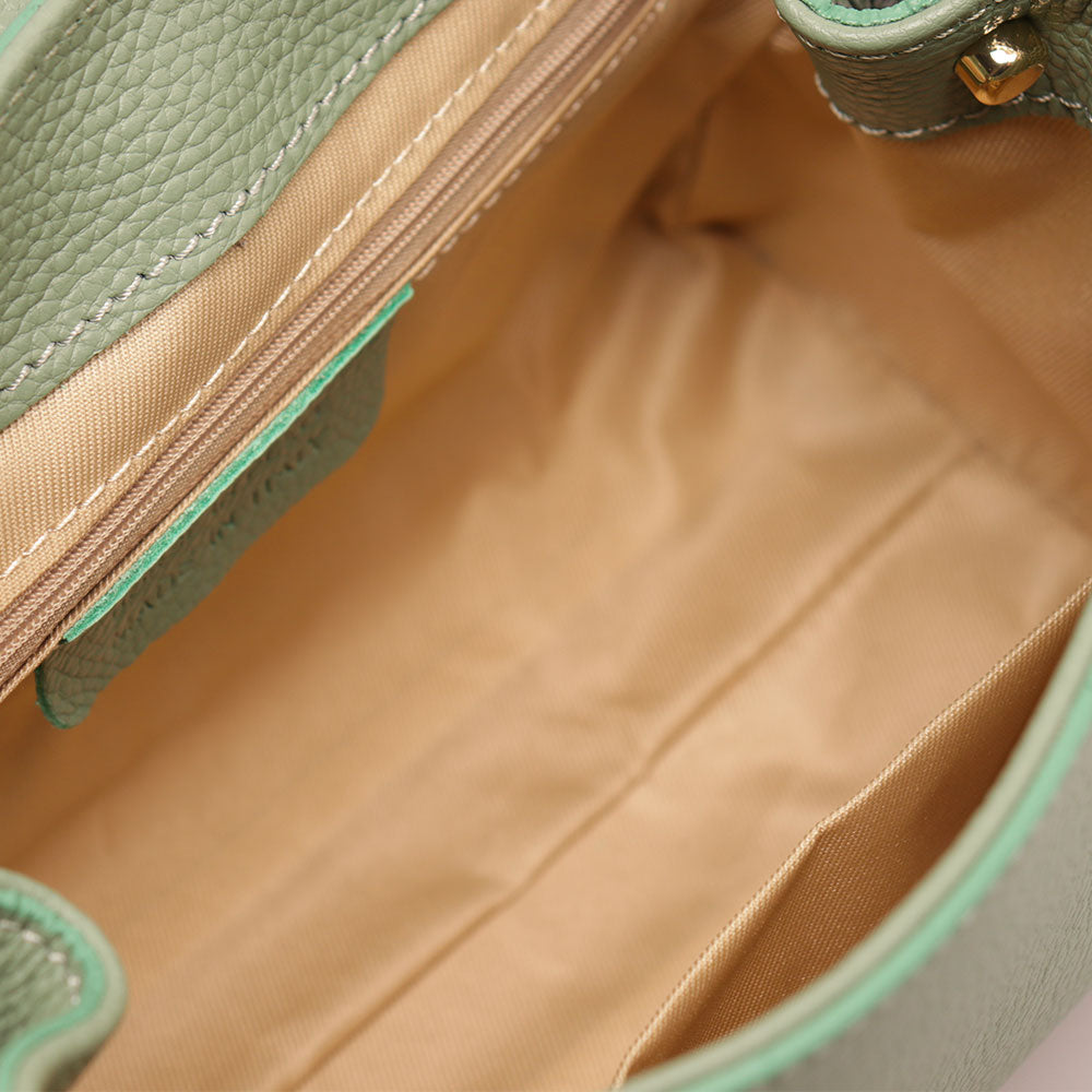 Borsa a Mano con Tracolla VIAVERDI in Pelle Verde Menta Made in Italy linea Fiesole