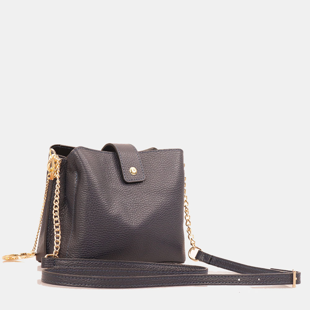 Borsa a Spalla VIAVERDI in Pelle Blu Made in Italy linea