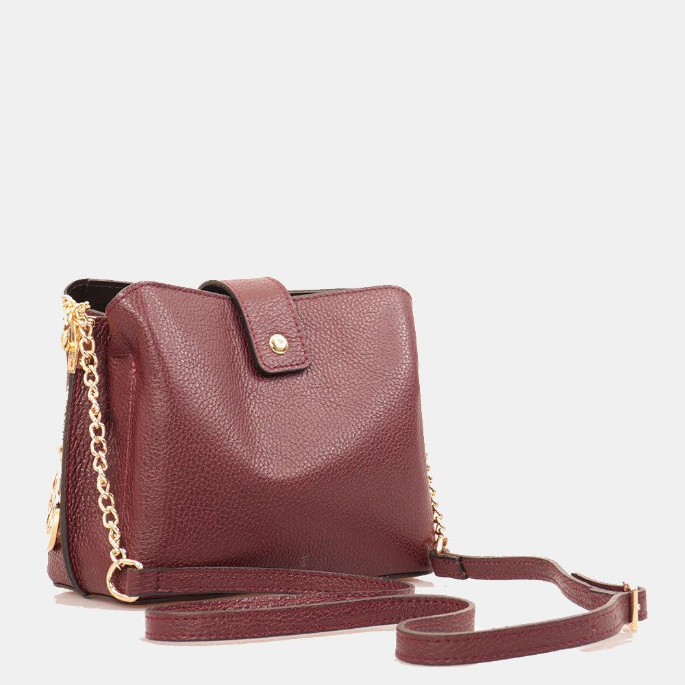 Borsa a Spalla VIAVERDI in Pelle Bordeaux Made in Italy