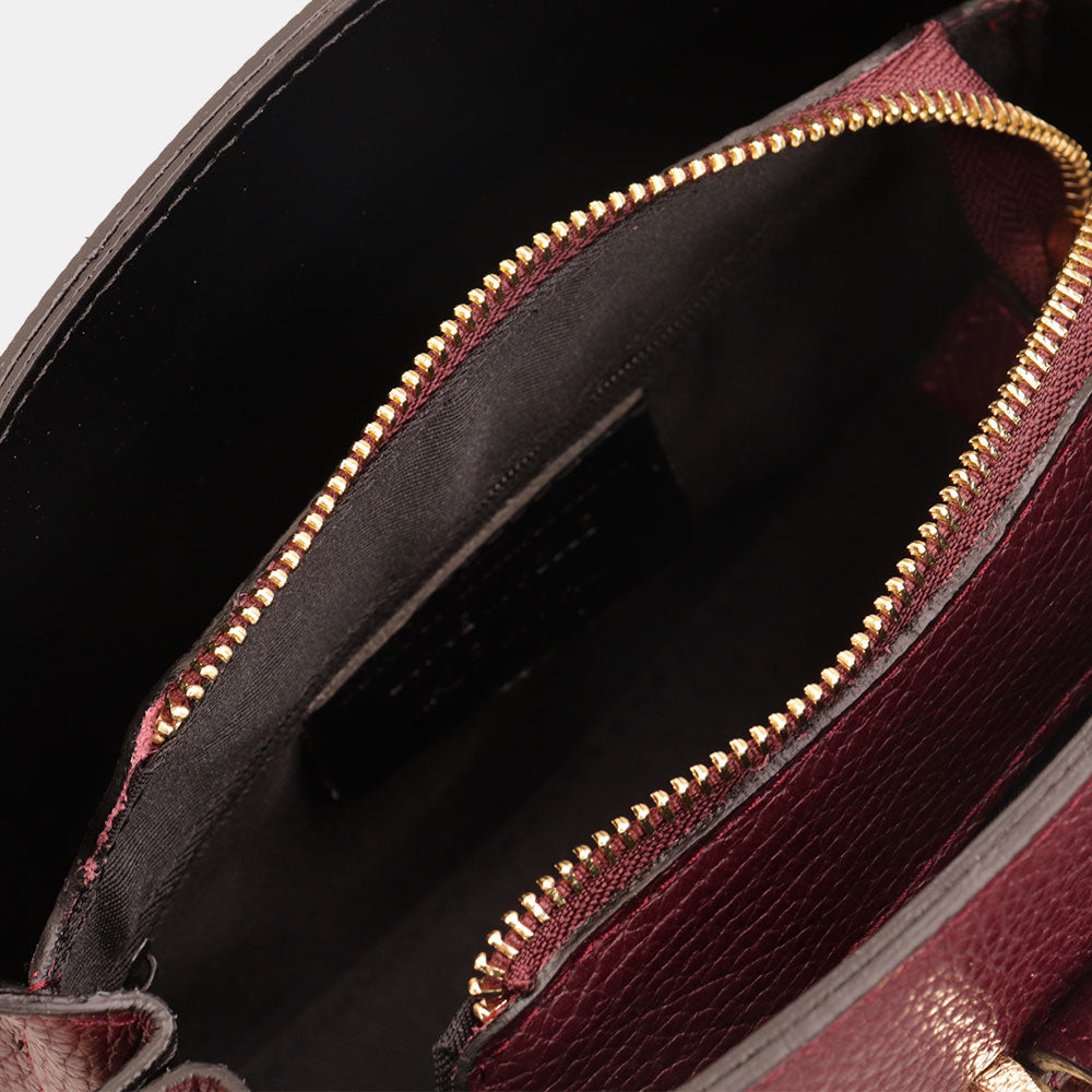 Borsa a Spalla VIAVERDI in Pelle Bordeaux Made in Italy