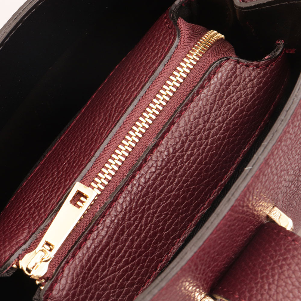 Borsa a Spalla VIAVERDI in Pelle Bordeaux Made in Italy