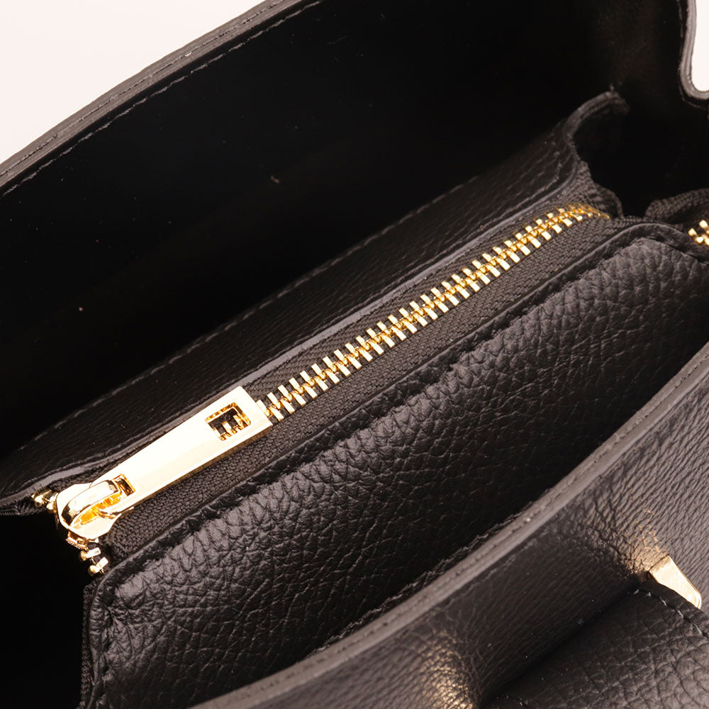 Borsa a Spalla VIAVERDI in Pelle Nera Made in Italy