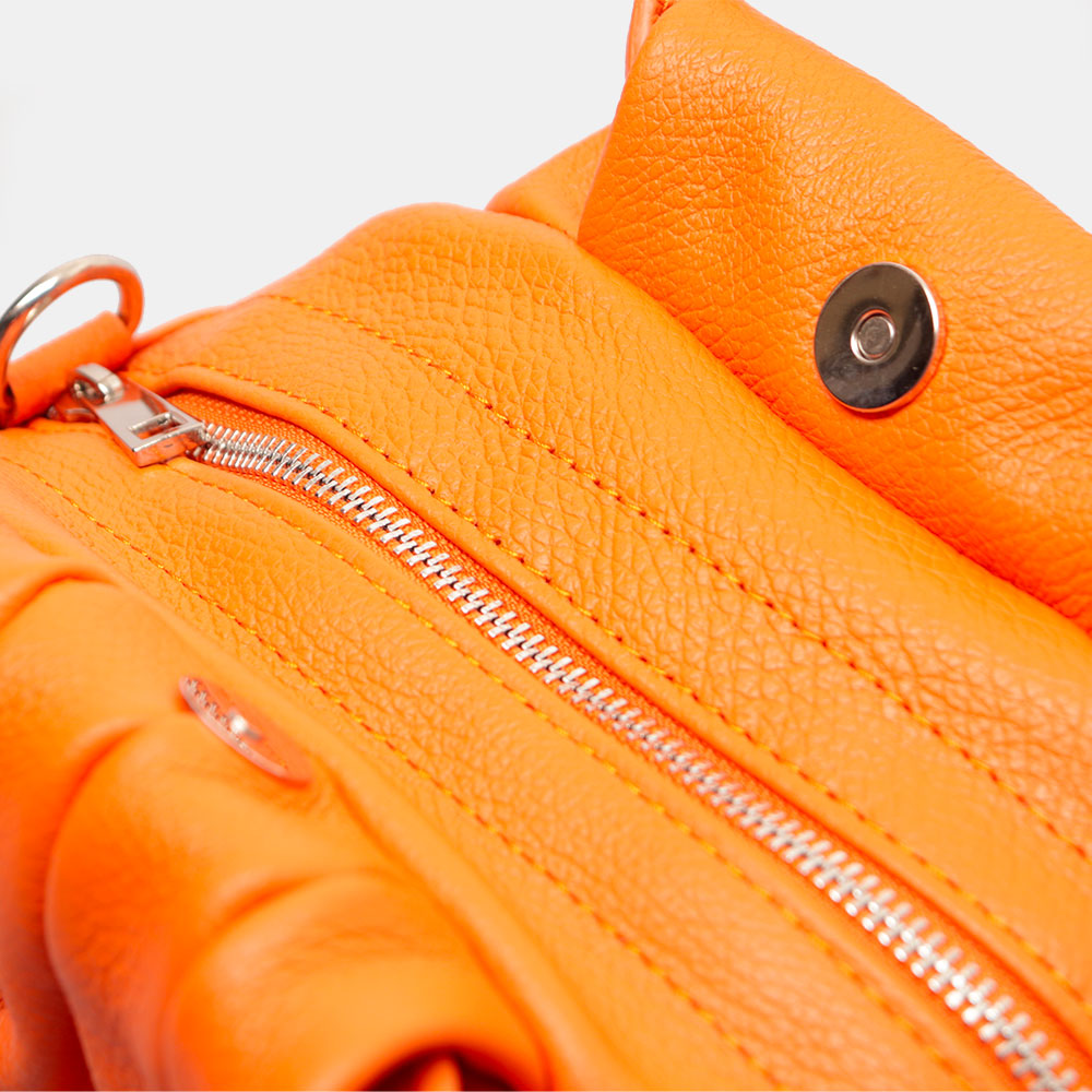 Borsa a Mano con Tracolla VIAVERDI in Pelle Arancio Made in Italy linea Barga