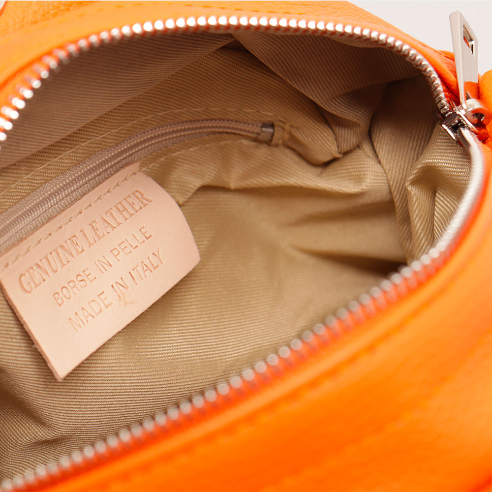 Borsa a Mano con Tracolla VIAVERDI in Pelle Arancio Made in Italy linea Barga